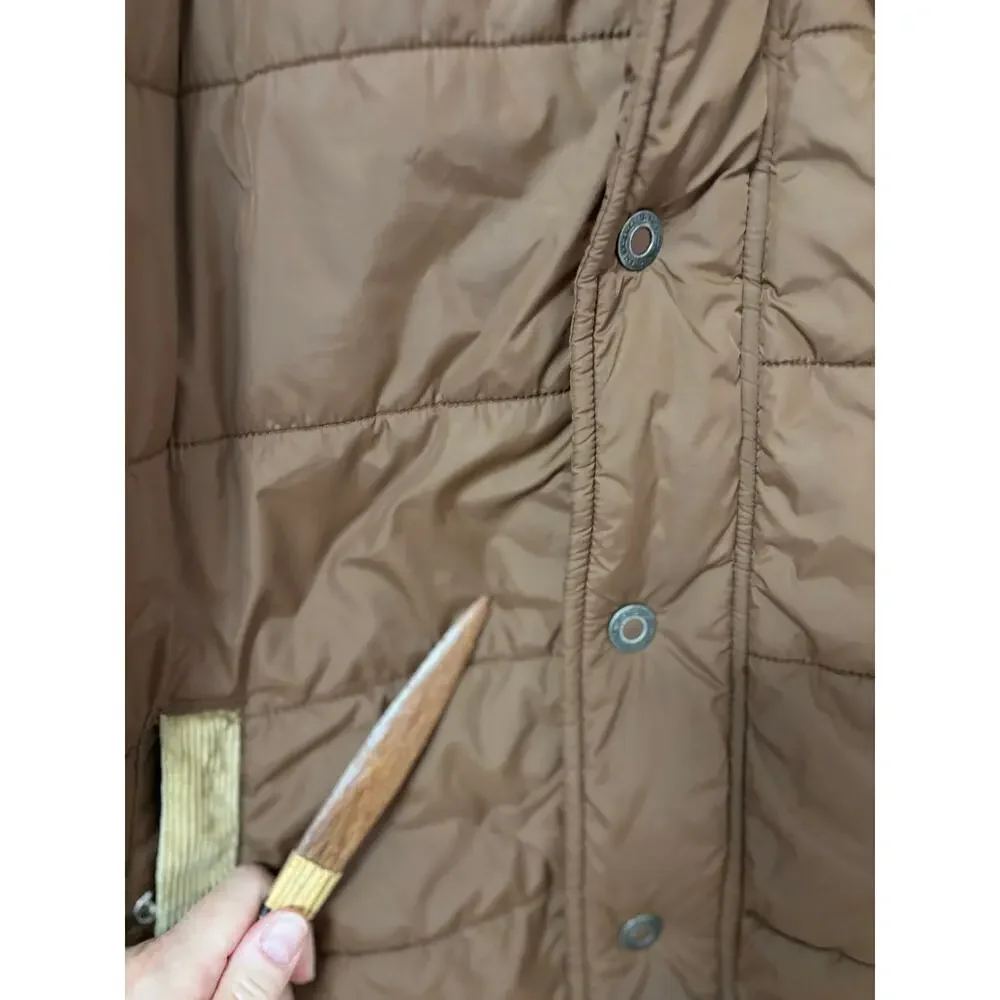 prAna Waylen Mens XL Puffer Jacket Quilted Corduroy Yoke Sherpa Collar Brown